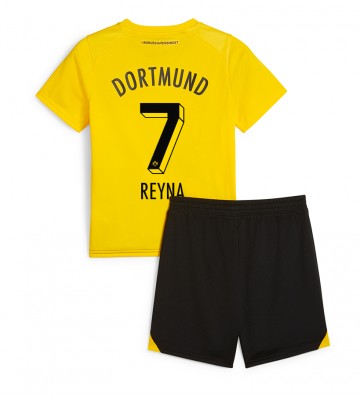 Borussia Dortmund Giovanni Reyna #7 Koszulka Podstawowych Dziecięca 2023-24 Krótki Rękaw (+ Krótkie spodenki)